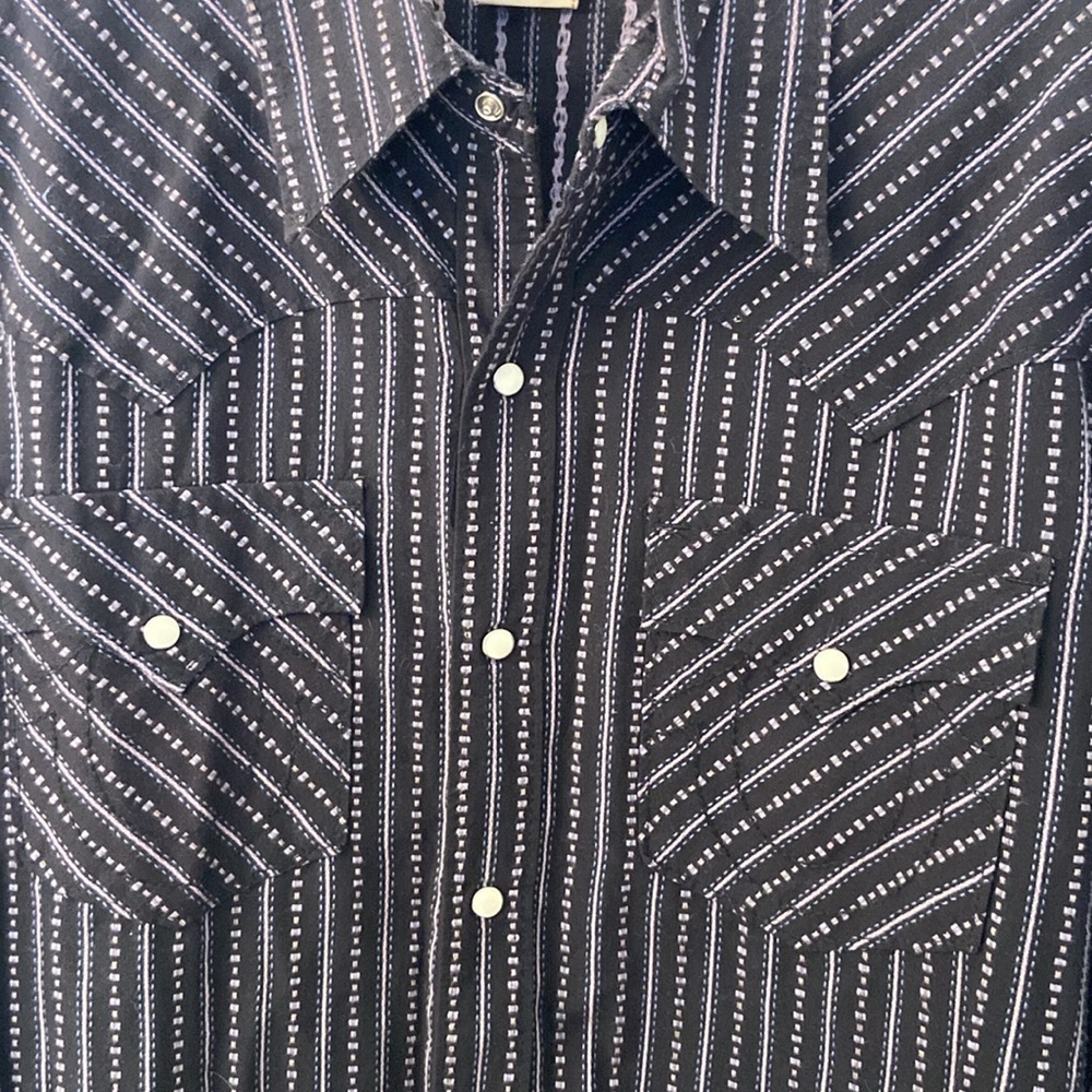 True Religion Western Shirt Mens Black Striped LS Pearl  Snap Up, XL - Picture 3 of 8